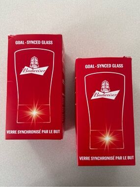 Budweiser Red Light Glass with White Logo Packaging